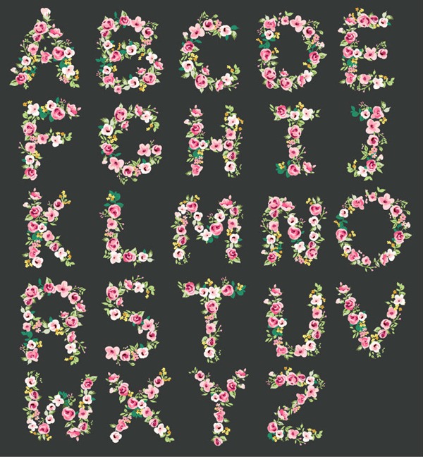 Floral Alphabet Vector