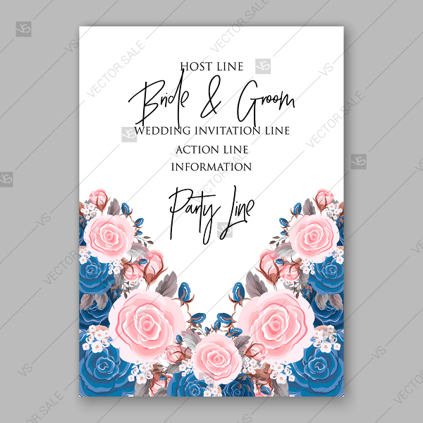 Rose Wedding Invitation Pink Blue Rose Floral Background Vector 600x600 Rose Wedding Invitation Pink Blue Rose Floral Background Vector
