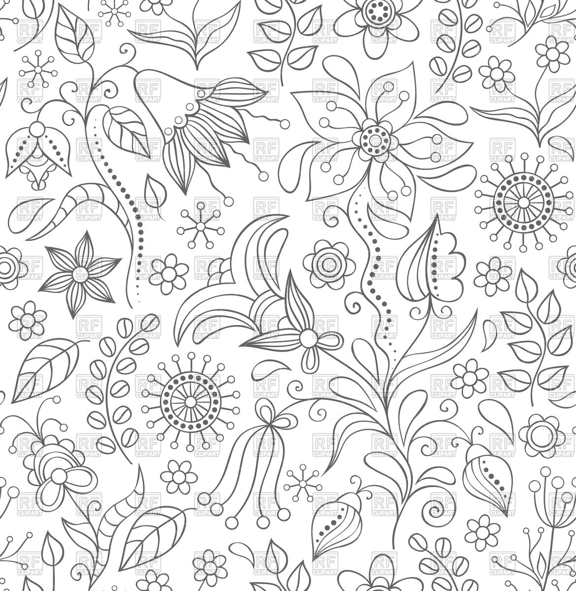 Seamless Doodle Floral Background Vector Image Of Backgrounds 1170x1200 Seamless Doodle Floral Background Vector Image Of Backgrounds