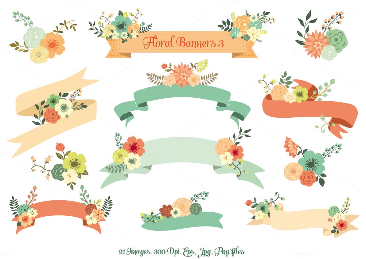 1192x843 Floral Banners Iii Vector Set
