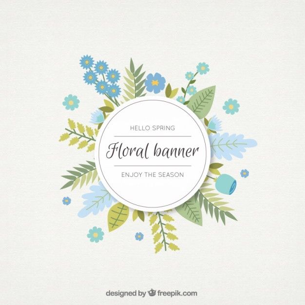 626x626 Hand Drawn Blue Flowers And Leaves Floral Banner Free Vector