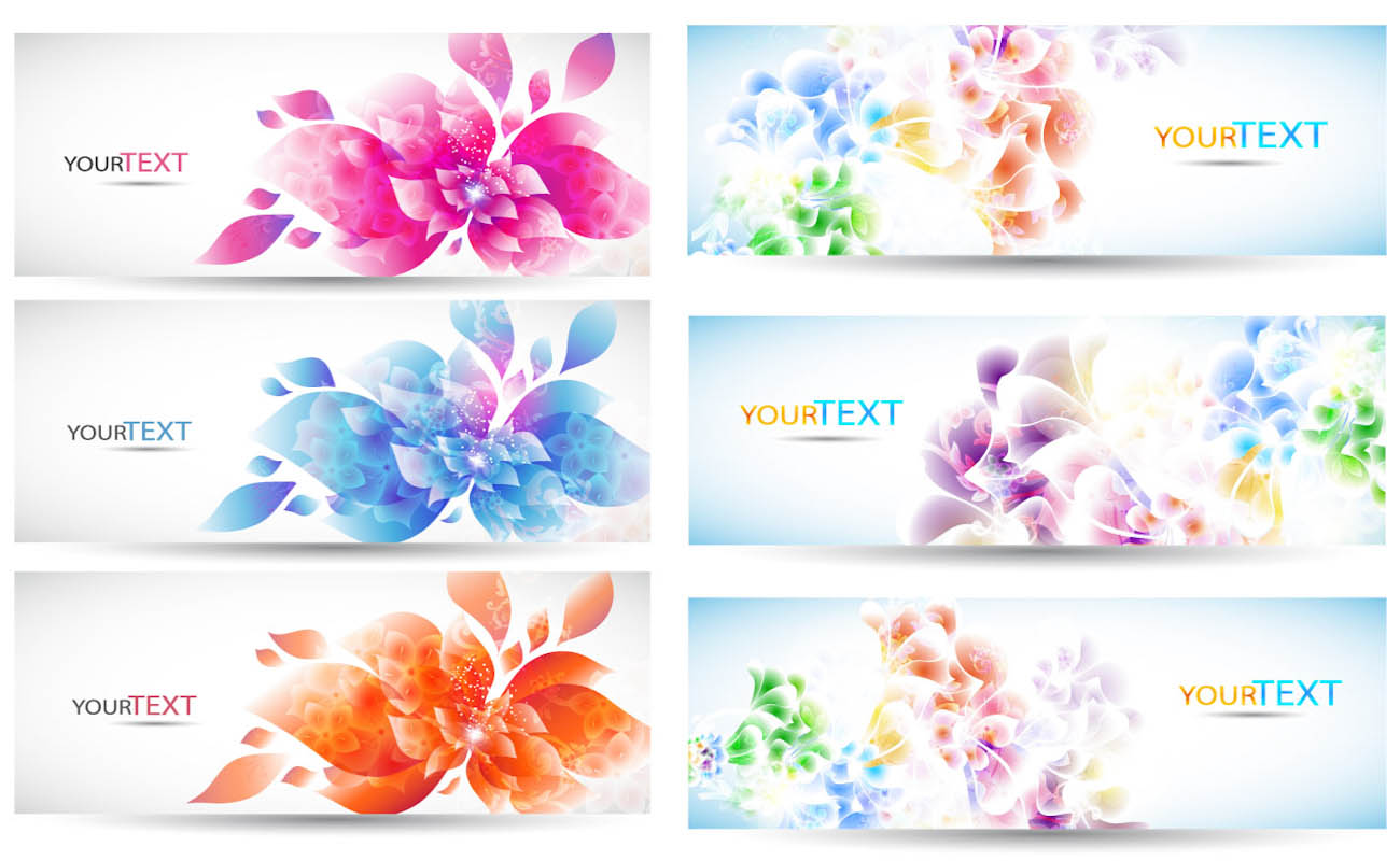 1300x800 Vivid Floral Banners Vector Set Vector Graphics Blog