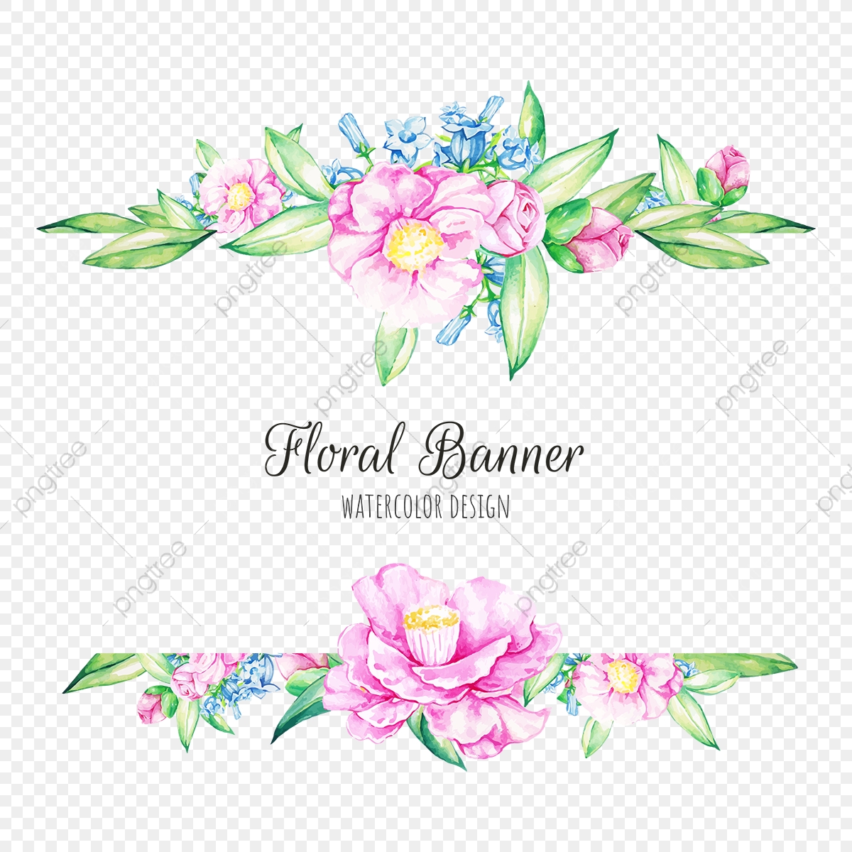 1200x1200 Watercolor Floral Banner, Banner, Beautiful, Blue Png And Vector