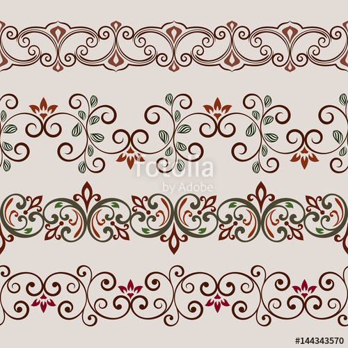 500x500 Seamless Color Floral Border Vector Template Stock Image