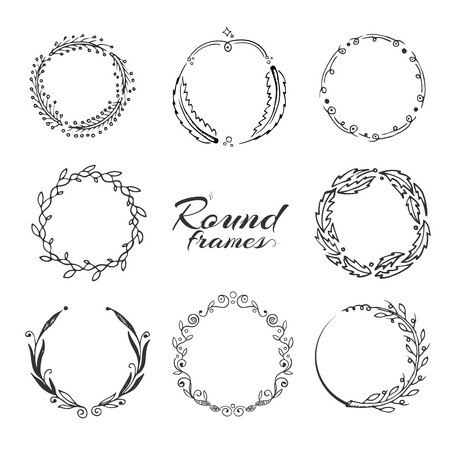 450x450 Branch With Leaves, Laurel Wreath, Floral Circle Frames