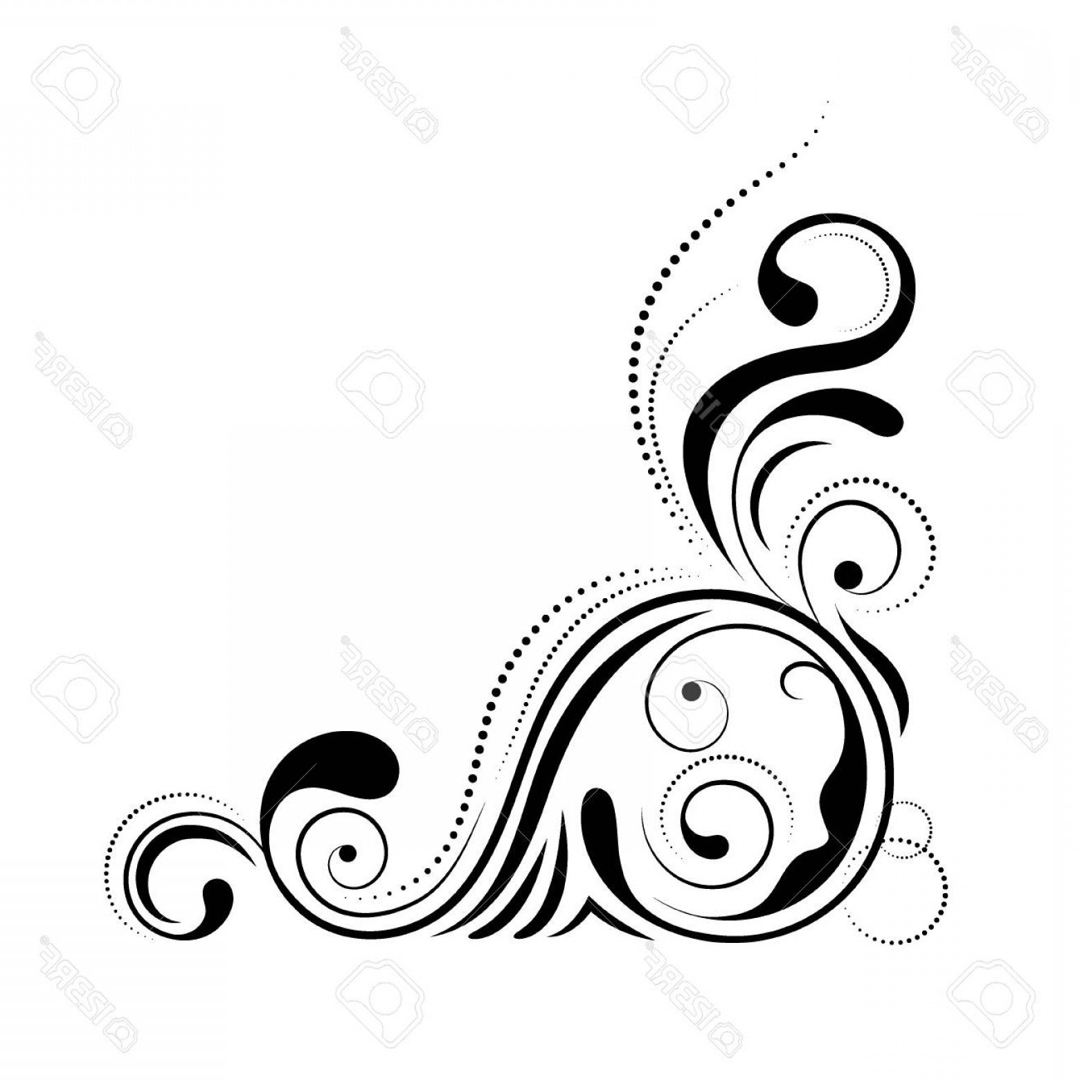 1560x1560 Photostock Vector Floral Corner Design Swirl Ornament Isolated