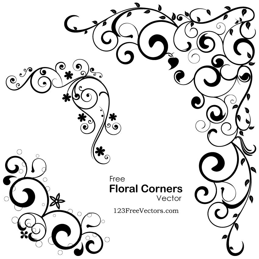 850x850 Vector Floral Corners Free Vectors Vector Free, Vector Border
