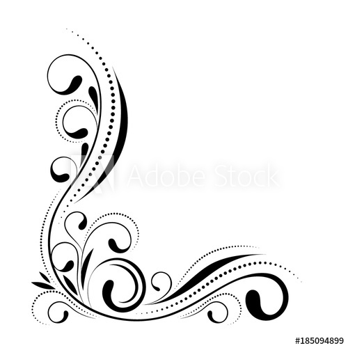 500x500 Floral Corner Design Swirl Ornament Isolated On White Background