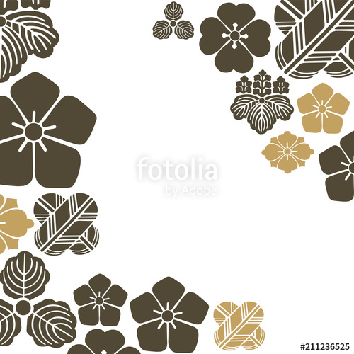 500x500 Japanese Crest Icons Vector Black And Gold Template Flower