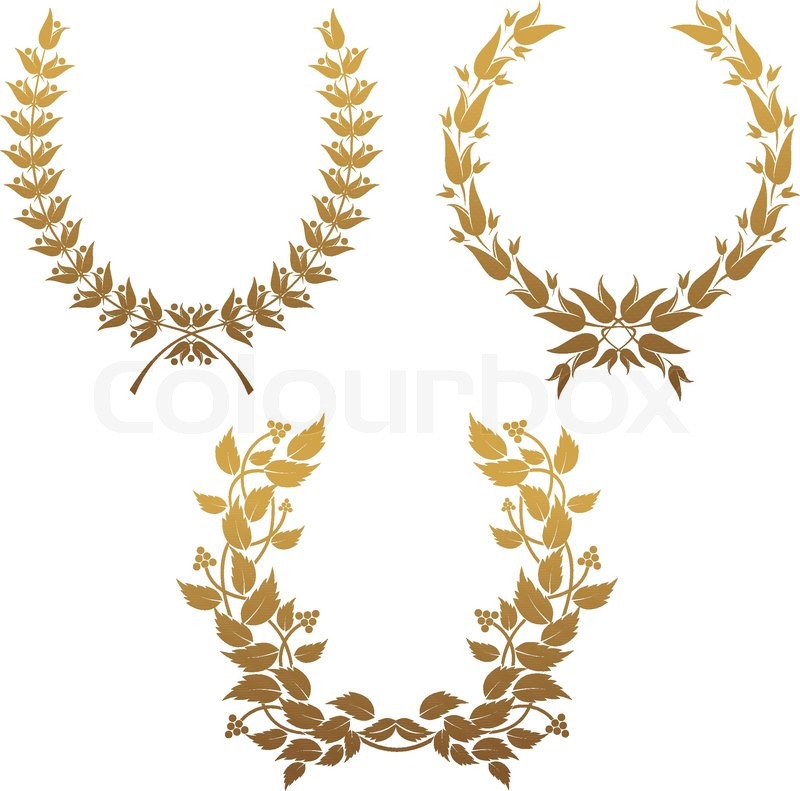 800x791 Set Of Gold Laurel Wreaths For Design Stock Vector Colourbox