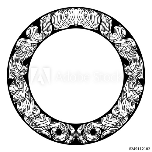 500x500 A Laurel Leaf Filigree Crest Floral Frame Pattern Motif Woodcut