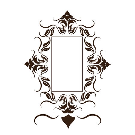 450x450 Rustic Frame Floral Decoration Crest Vector Illustration Royalty