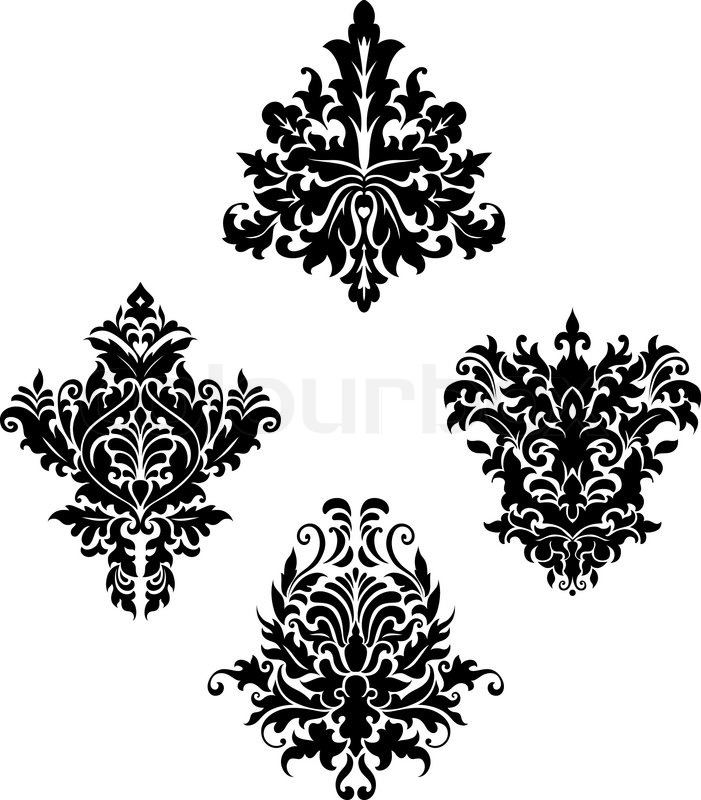 701x800 Damask Vintage Floral Patterns Stock Vector Colourbox