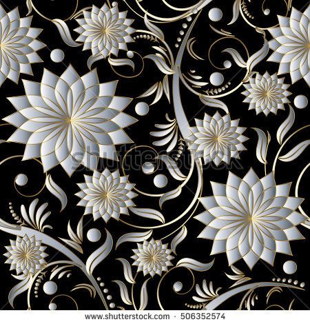 450x470 Floral Damask Vector Seamless Pattern Background Wallpaper