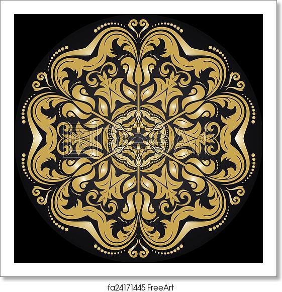 561x581 Free Art Print Of Damask Vector Pattern Orient Golden Ornament