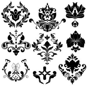 299x300 Vintage Damask Vector Elements Royalty Free Stock Image