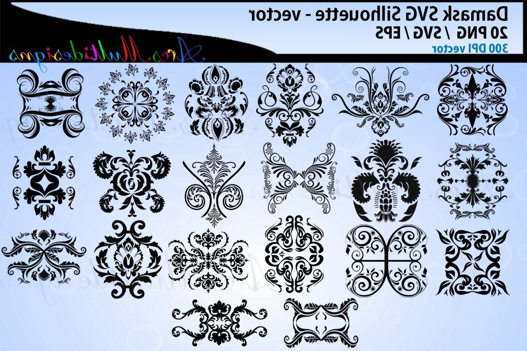 1800x1200 Damask Cut Silhouette Damask Vector Damask Floral Cuttable