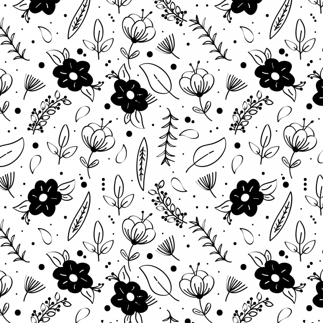 Black And White Floral Pattern, Black And White, Floral, Flowers 640x640 Black And White Floral Pattern, Black And White, Floral, Flowers