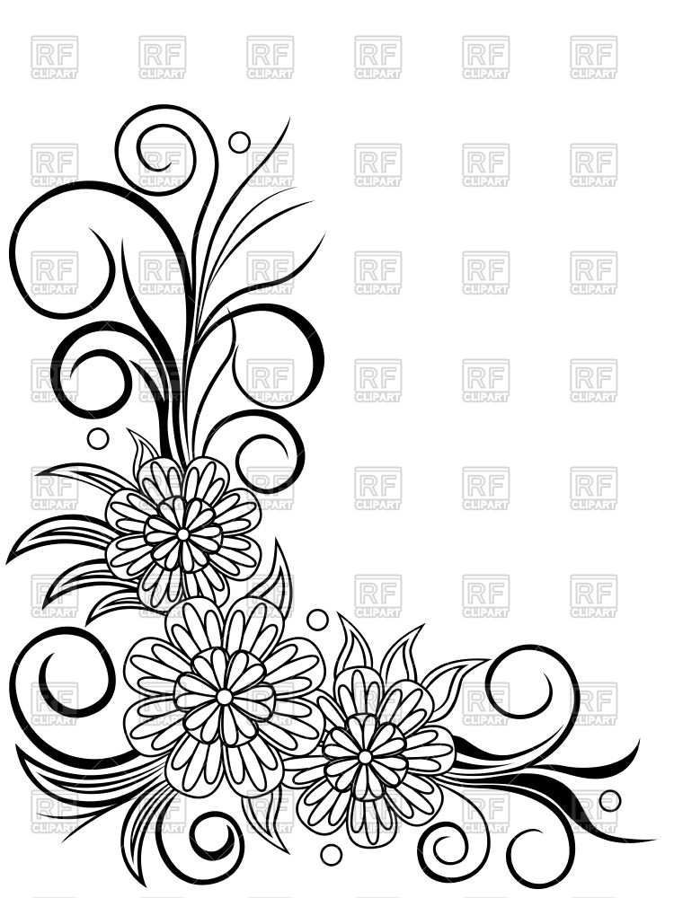 Sheet With Floral Corner Design Vector Image Of Design Elements 750x1000 Sheet With Floral Corner Design Vector Image Of Design Elements