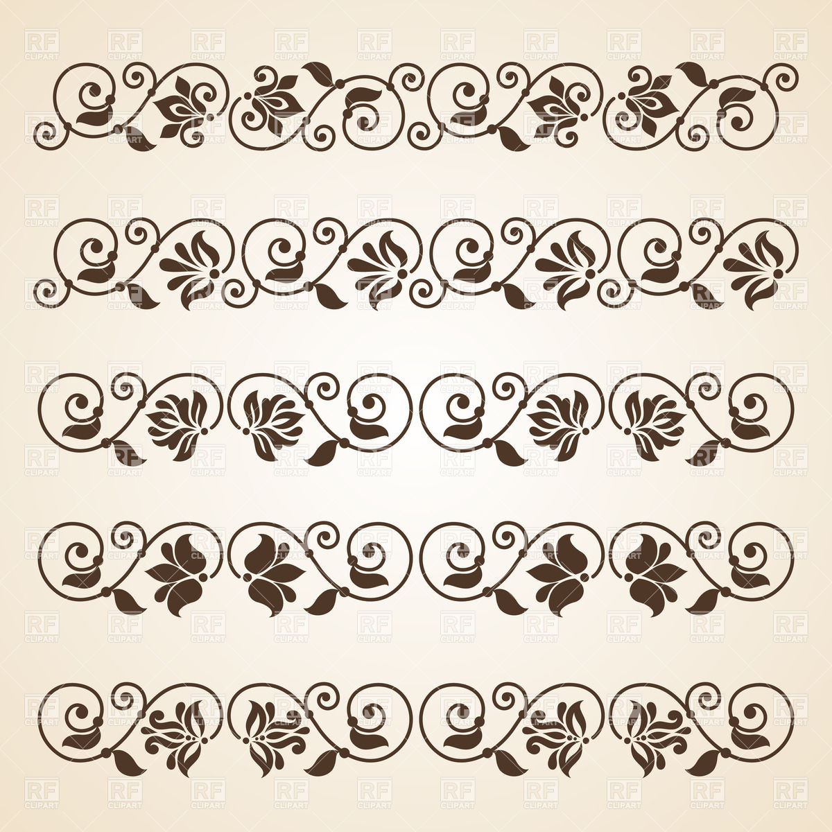 1200x1200 Vintage Curly Floral Dividers Vector Image Of Design Elements