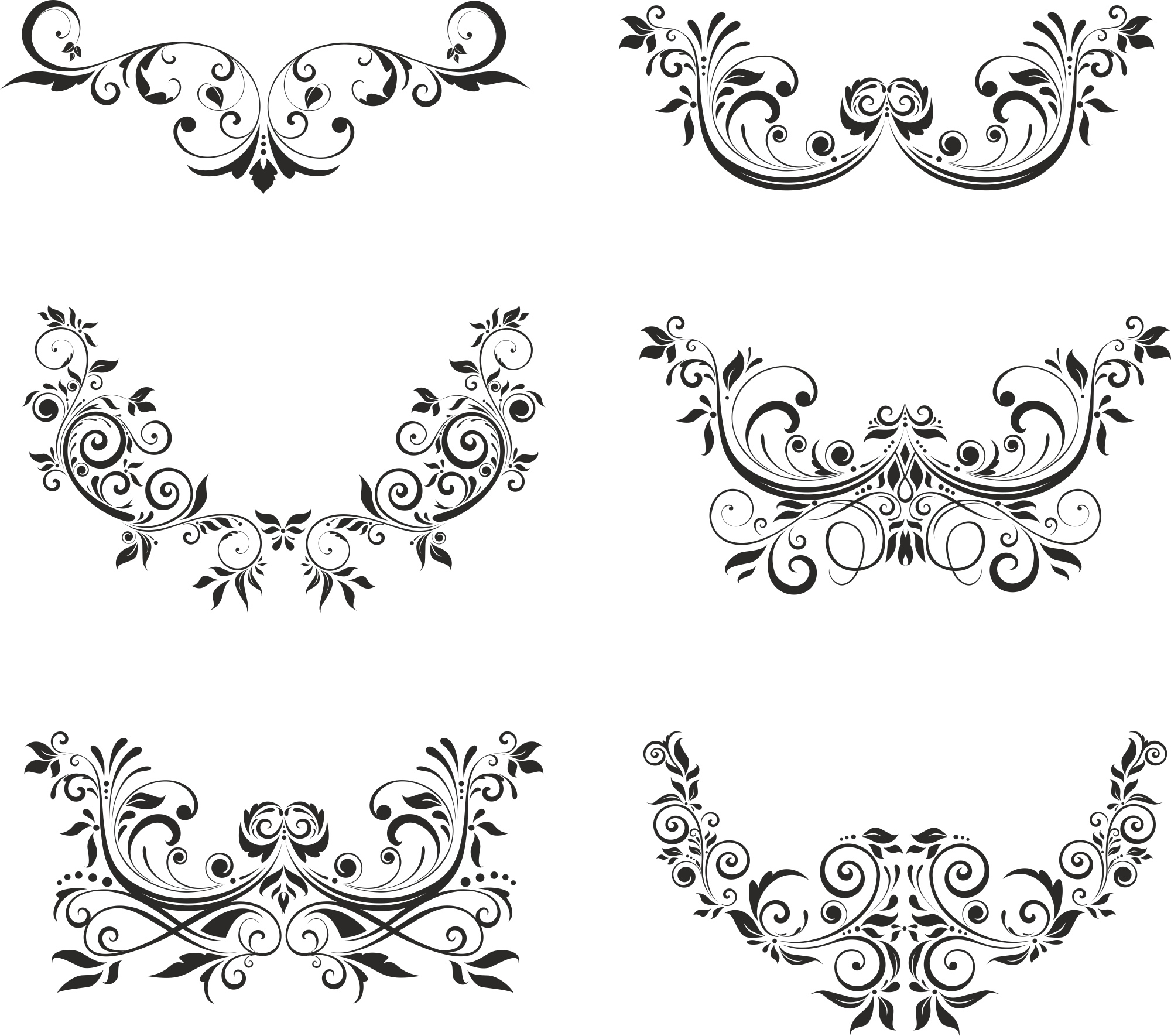 2000x1769 Floral Elements Vector Set Free Vector Cdr Download