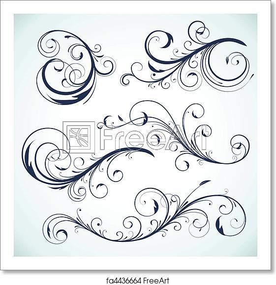 561x581 Free Art Print Of Floral Elements Vector Illustration Set