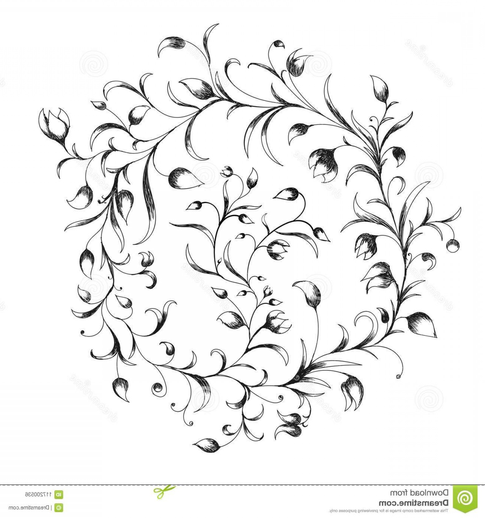 1560x1668 Hand Drawn Flower Border Bouquet Vector Floral Elements Sketch