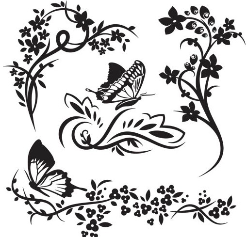 509x489 Ornate Floral Elements Vector Free Download