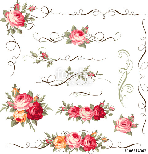 481x500 Set Of Calligraphic Floral Elements Stock Image And Royalty Free