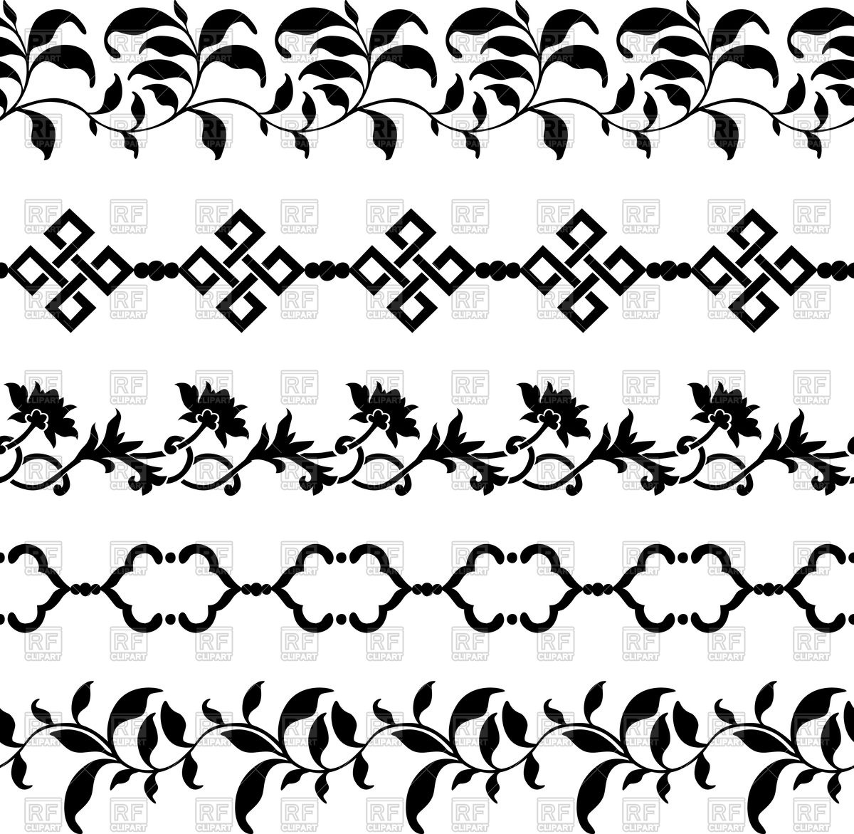 1200x1171 Set Of Decorative Borders Made Of Abstract And Floral Elements