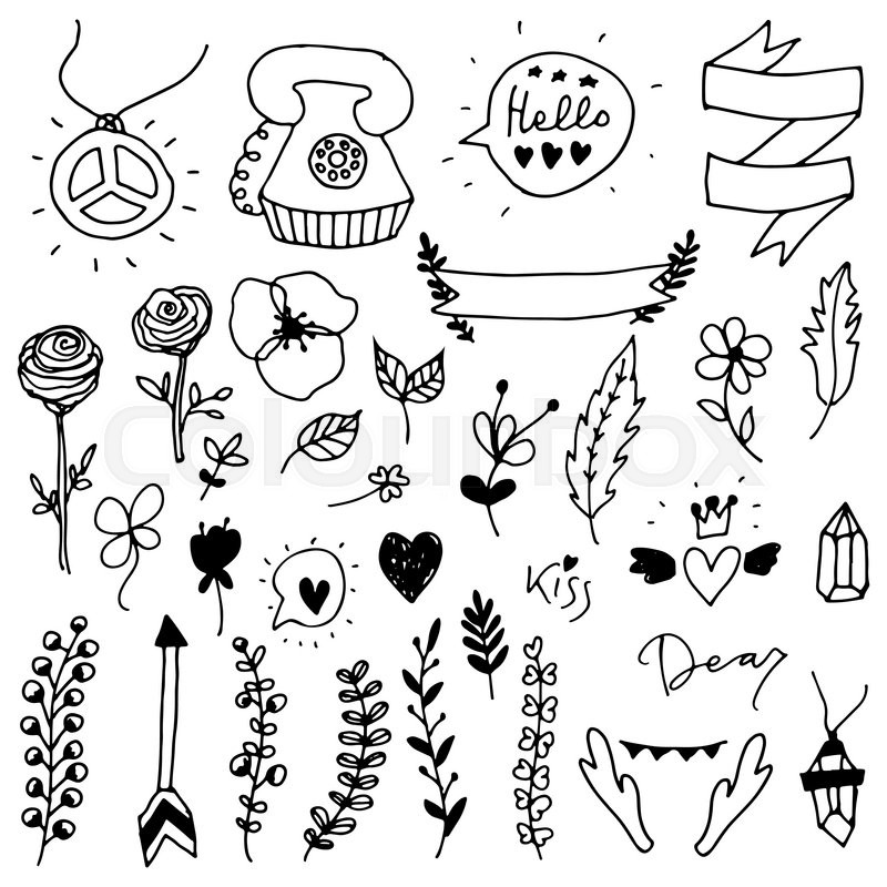 800x800 Set Of Doodle Design Elements Vector Stock Vector Colourbox
