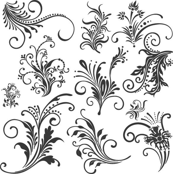 585x587 Vector Graphics Free Floral Elements Vector Set Free Vector