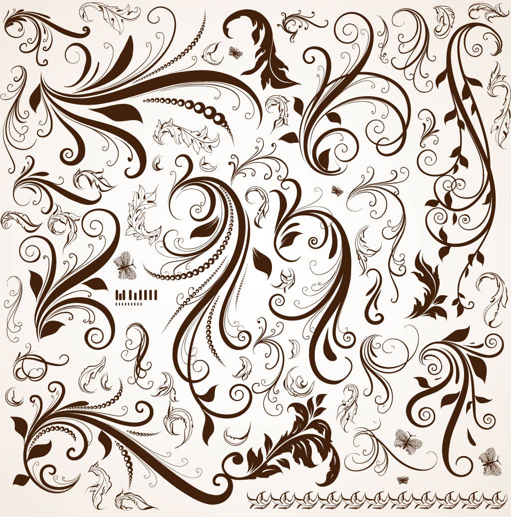 1024x1037 Classical Floral Elements Vector Art Graphics