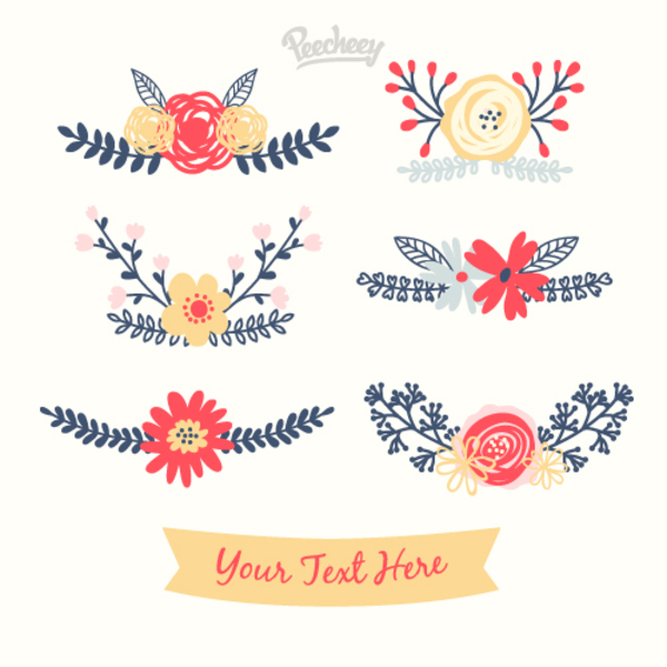 600x600 Floral Elements Free Vector