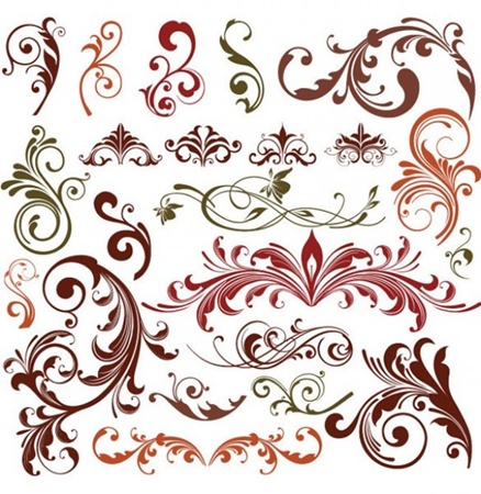 438x450 Elegant Floral Flourish Vector Designs Set