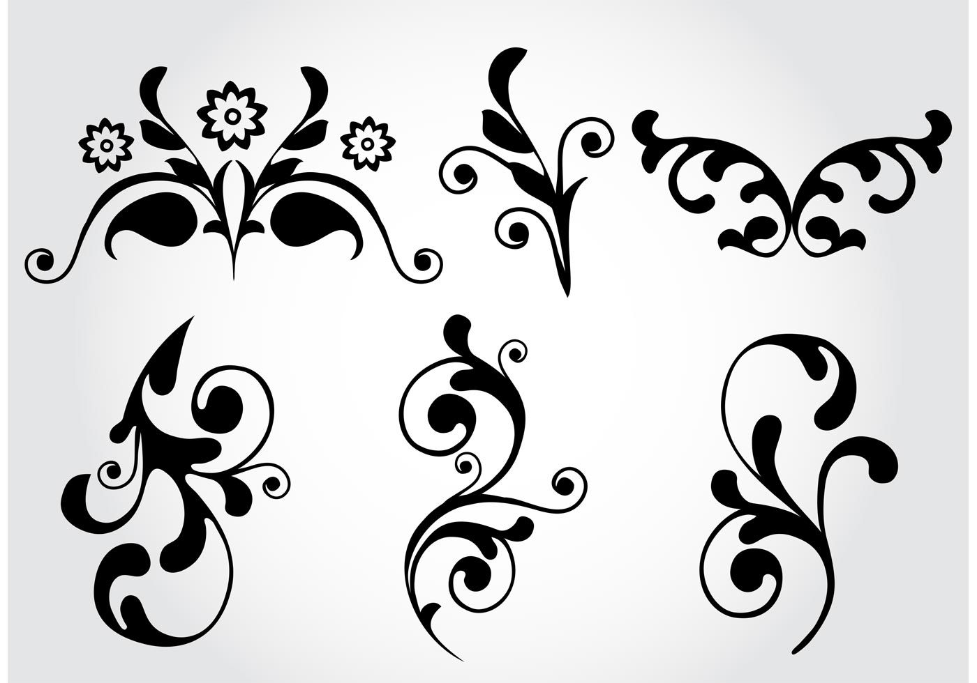 1400x980 Floral Flourish Vector Elements Swish, Swirl And Curl Designs