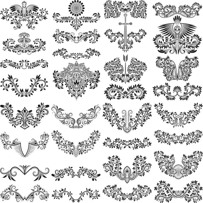 701x701 Floral Flourish Vector Set Graphic Design Vector