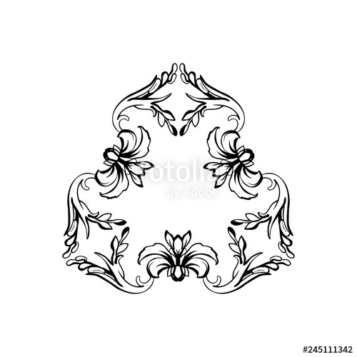 500x500 Floral Vintage Decorative Vector Frame Flourish Black Ink