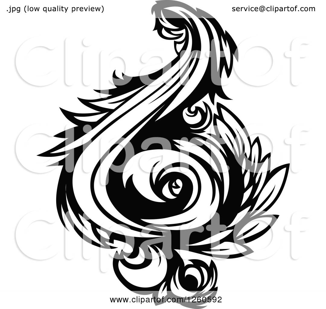 1080x1024 Clipart Of A Black And White Floral Flourish Design Element