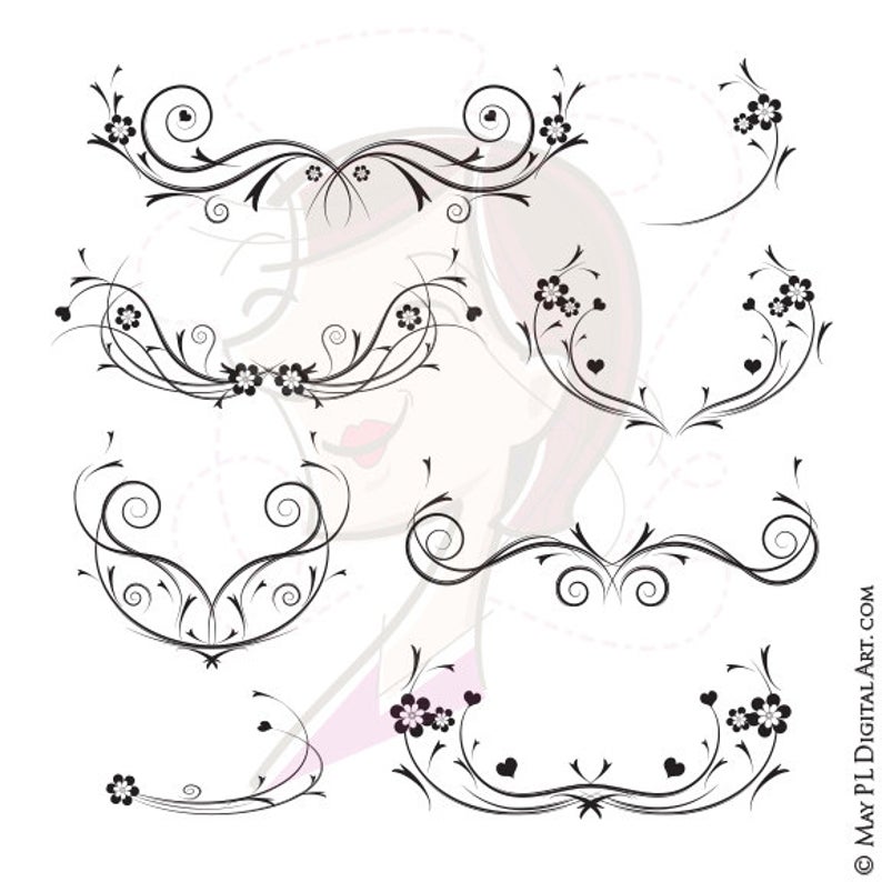 794x794 Decorative Black Vines Png Featuring Floral Flourish Vector Etsy