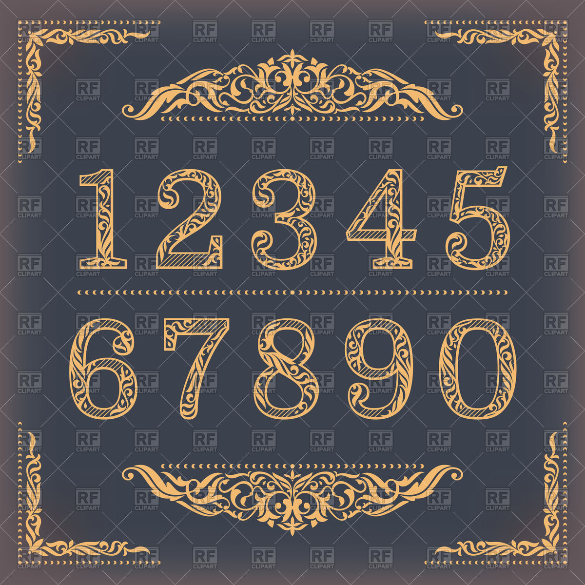 Vintage Stylized Numbers With Floral Elements Vector Image 1200x1200 Vintage Stylized Numbers With Floral Elements Vector Image