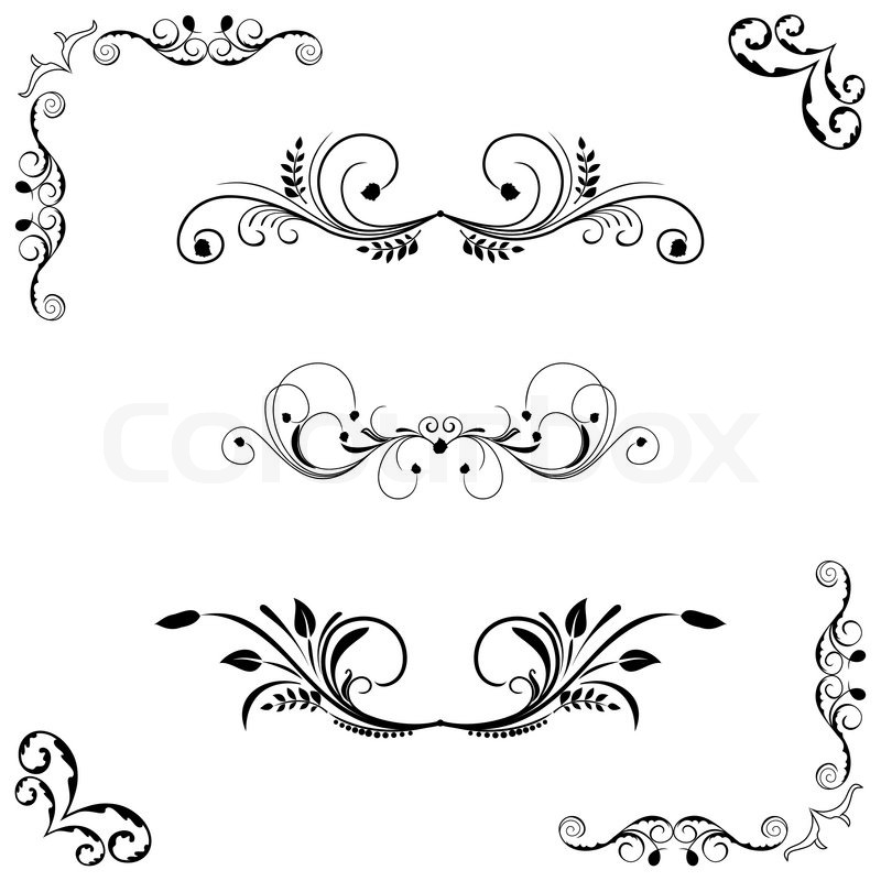 800x800 Set Of Floral Frame And Border Vector Stock Vector Colourbox