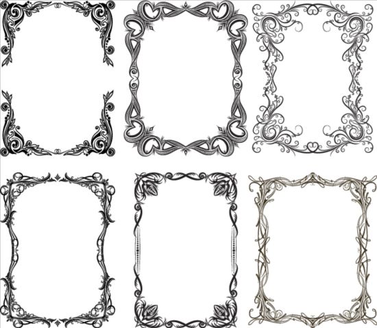 550x479 Black Floral Frame Vector Material Free Download