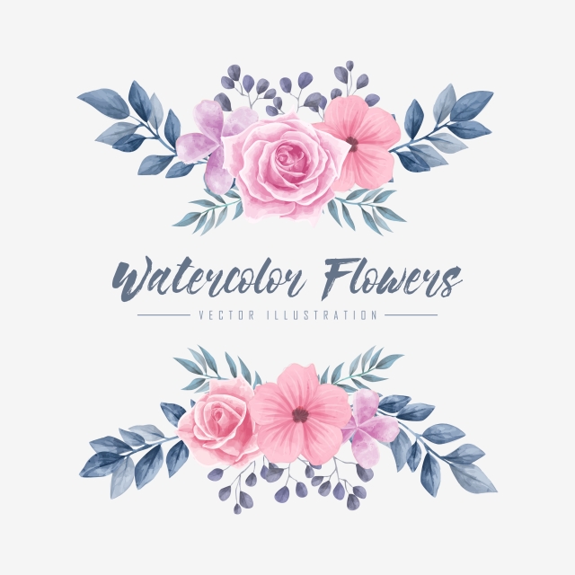 640x640 Watercolor Flowers Floral Frame Vector Illustration, Background