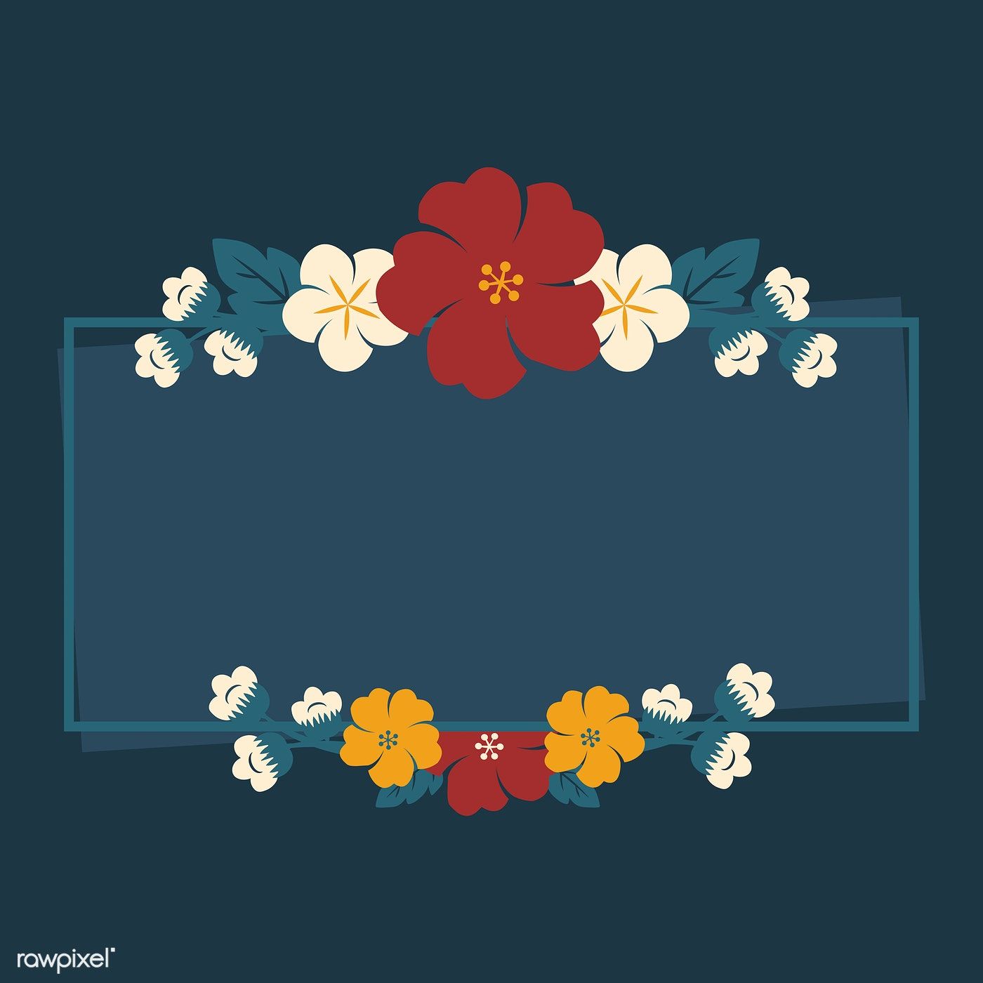 1400x1400 Rectangle Colorful Floral Border Vector Free Image