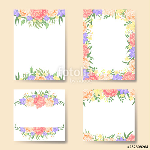 500x500 Set Of Floral Frame Vector, Background Flower Stock Image