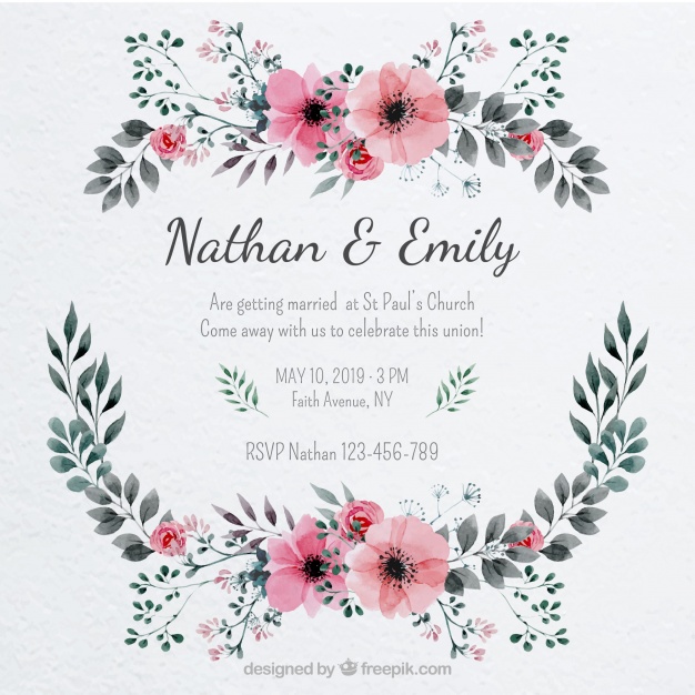Pretty Wedding Invitation With A Floral Frame Vector Free Download 626x626 Pretty Wedding Invitation With A Floral Frame Vector Free Download