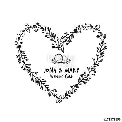 Floral Heart Frame, Sketch For Your Design Stock Image 500x500 Floral Heart Frame, Sketch For Your Design Stock Image