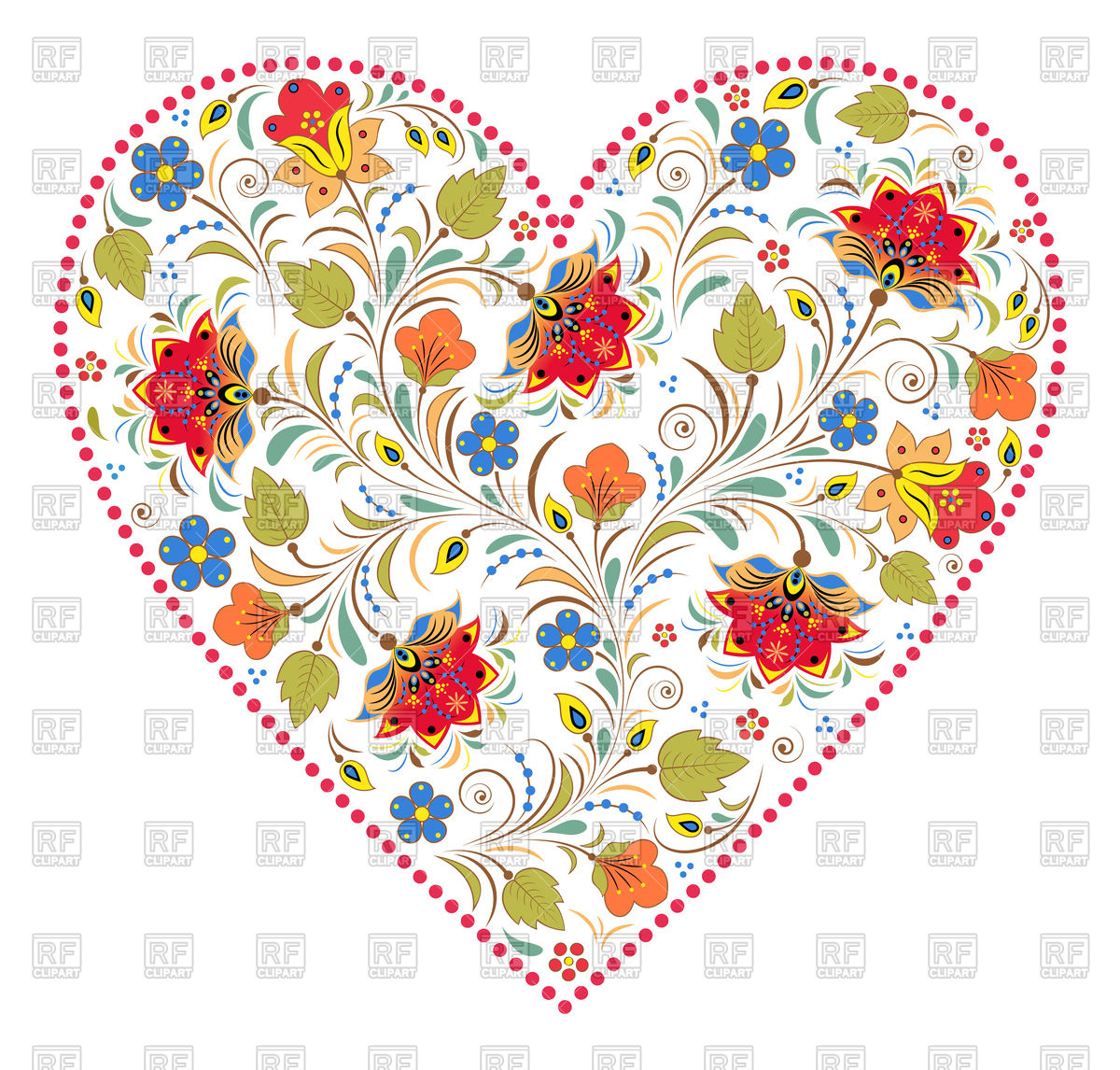 Khokhloma Floral Heart 1200x1146 Khokhloma Floral Heart