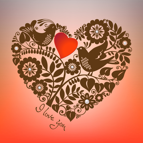 Romantic Birds With Floral Hearts Vector Free Download 500x500 Romantic Birds With Floral Hearts Vector Free Download